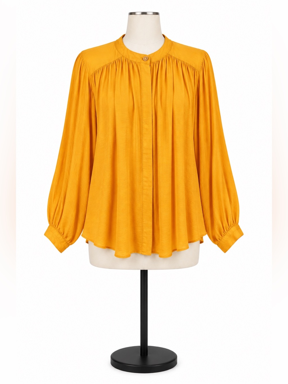 Anthropologie Maeve Bryn Batwing Button Down Marigold Blouse Size Large